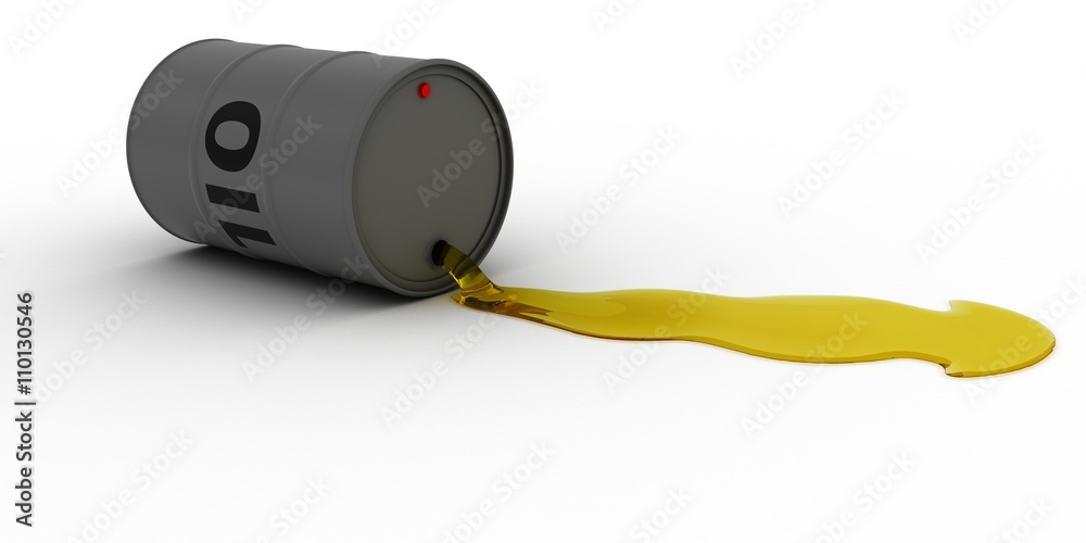 Grey Oil Barrel Leaking Golden Oil 3D Illustration Grey Oil Barrel Leaking Golden Oil 3D Illustration