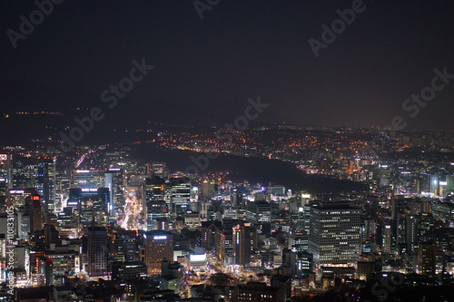 Seoul city landscape night panorama
