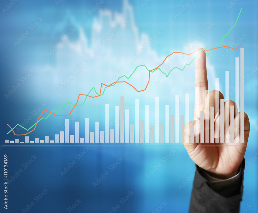 financial symbols coming from hand financial symbols coming from hand
