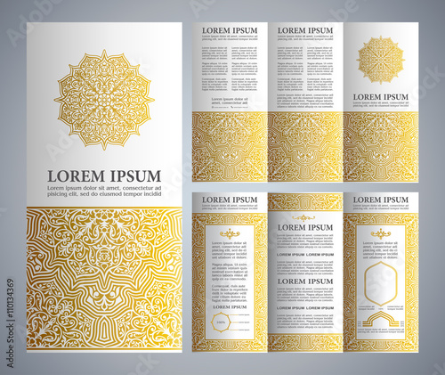 Vintage islamic style brochure and flyer design template with logo