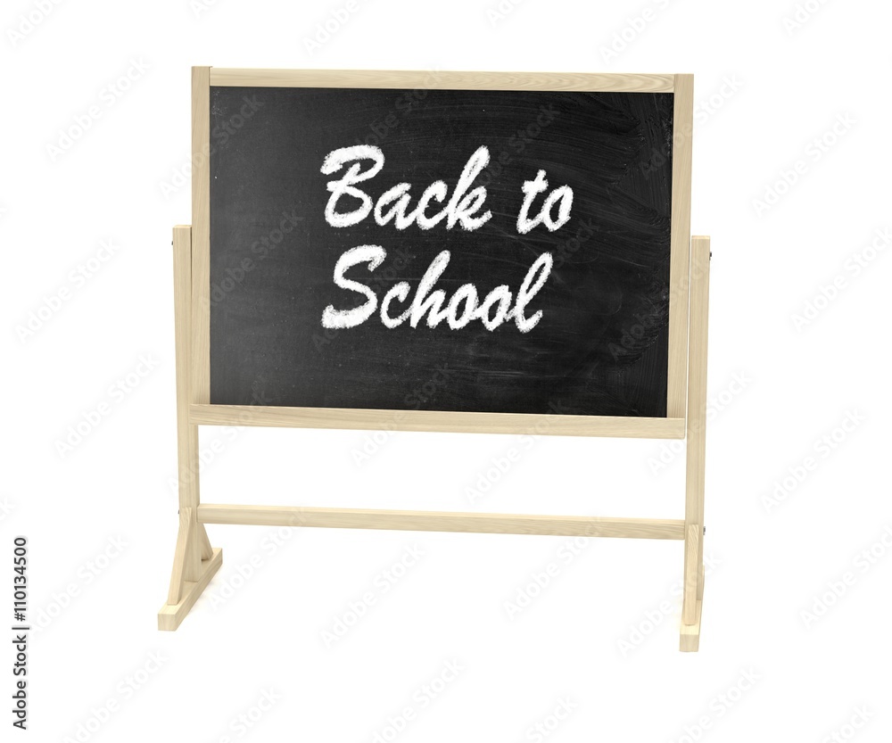 Fototapeta premium Back to School concept. Blackboard, chalkboard isolated on white. 3d rendering.