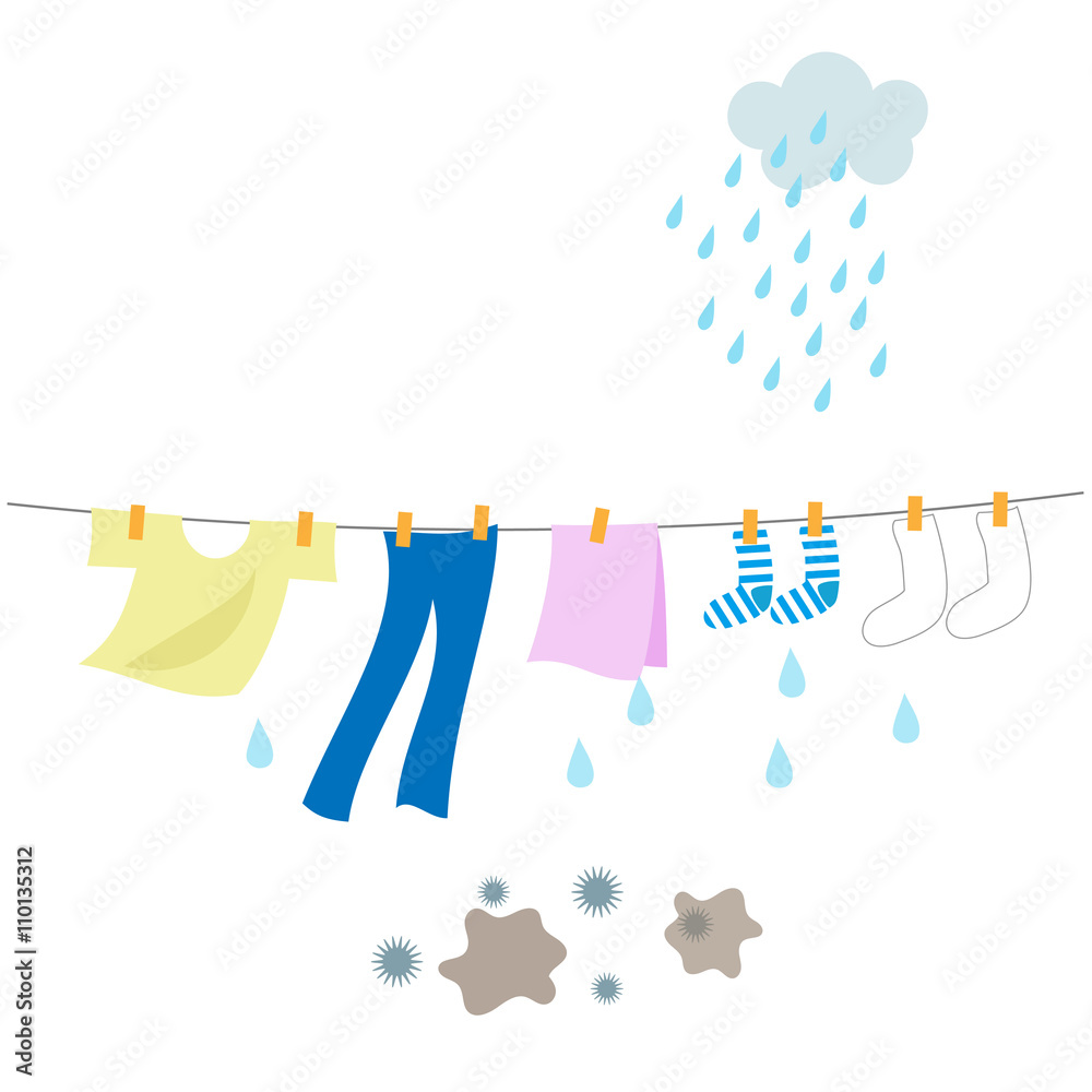 雨の日の洗濯物 Stock イラスト Adobe Stock 雨の日の洗濯物 Stock イラスト Adobe Stock