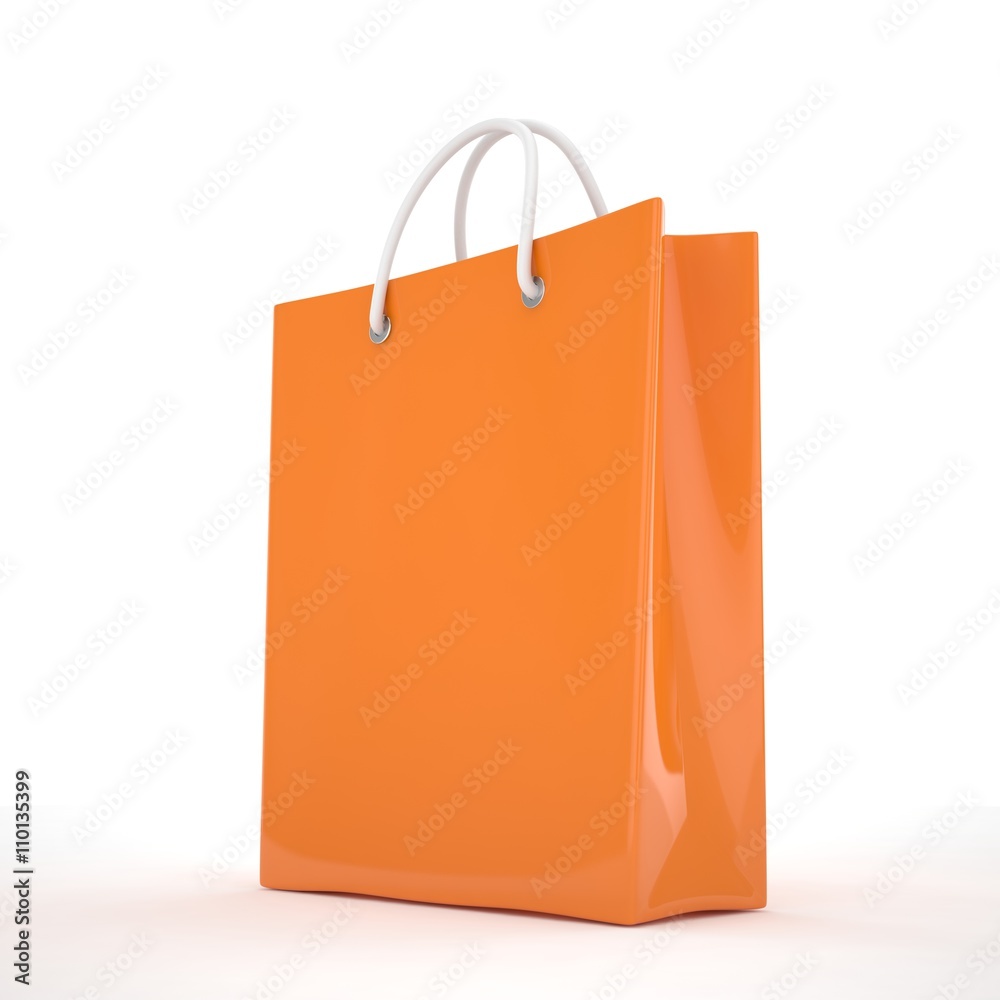 Paper Shopping Bag isolated on white background. 3d rendering. Paper Shopping Bag isolated on white background. 3d rendering.