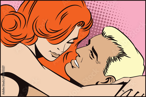People in retro style pop art. Couple in love.