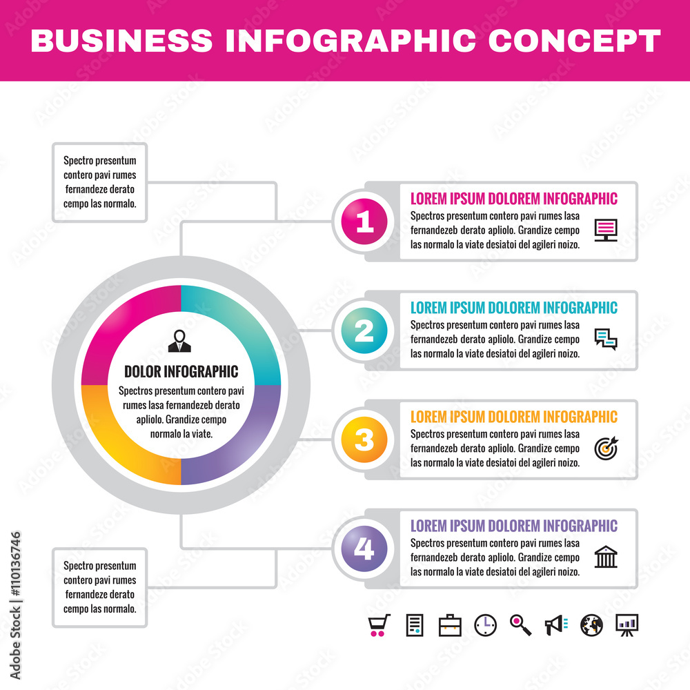 Infographic business concept vector illustration. Creative infographic layout. Infograph vector concept. Abstract infographic elements. Infographic vector template. Infographic numbered step options.