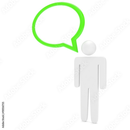 3d man with talk bubbles isolated over a white background. 3d rendering.