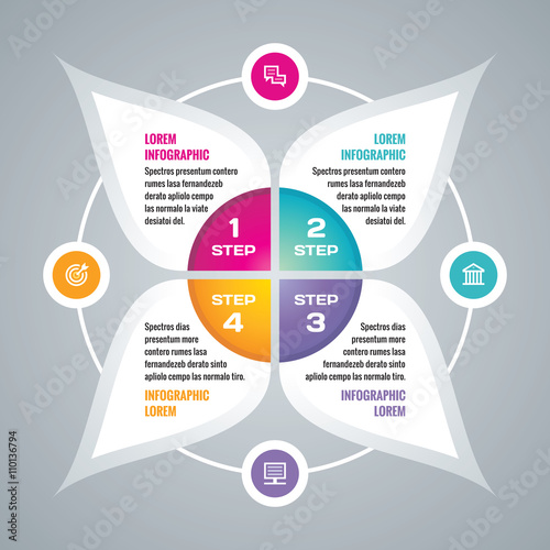 Infographic business concept vector illustration. Creative infographic layout. Infograph vector concept. Abstract infographic. Infographic vector template. Infographic numbered four step options.