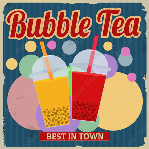 Bubble tea retro poster