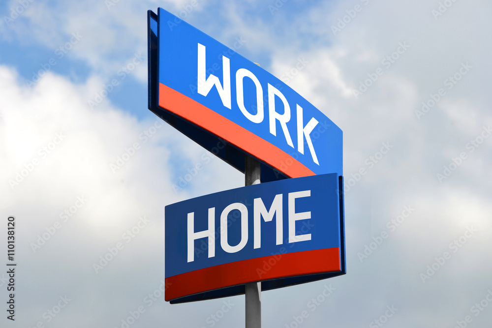 Obraz premium Work and home street sign