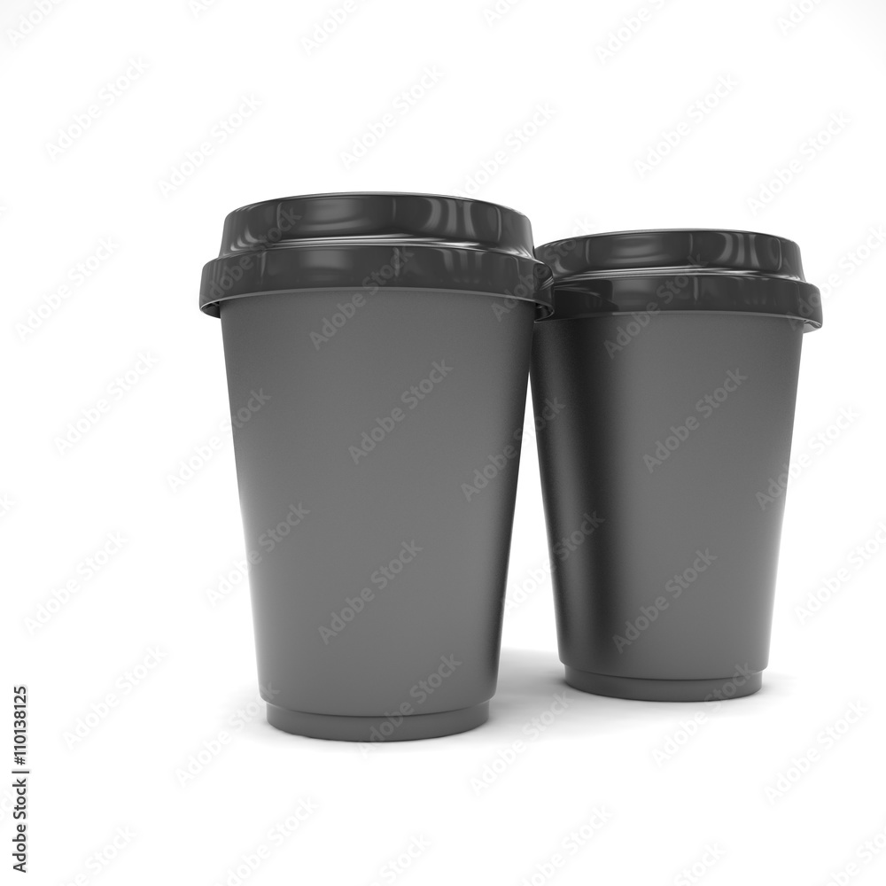 Three paper coffee cups. 3d rendering. Three paper coffee cups. 3d rendering.