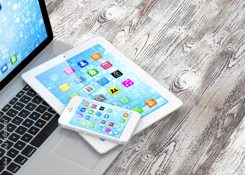 Laptop, phone and tablet pc. Laptop, phone and tablet pc.