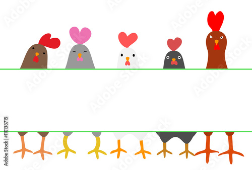 cute roosters with copy space