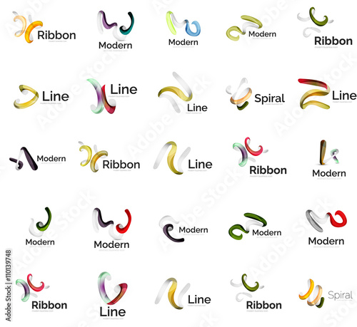 Set of abstract ribbon logo icons