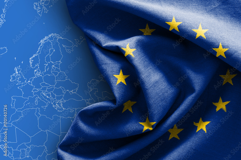Fototapeta premium Flag of Europe on map background
