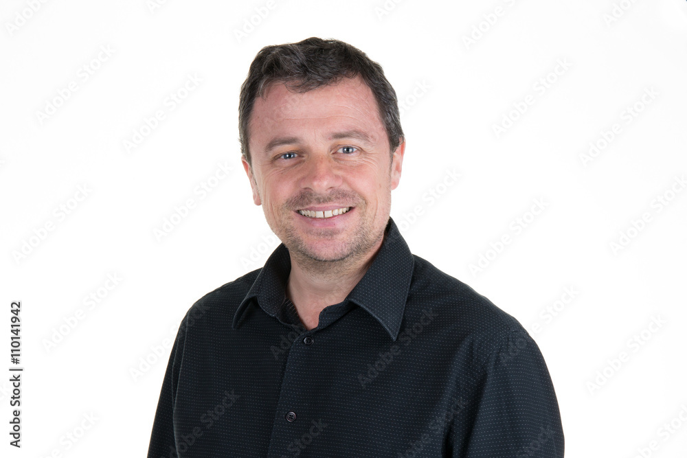 Smiling man looking at camera on white background Smiling man looking at camera on white background