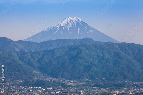 Mount Fuji and Kofu city in spring season