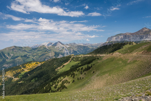 Scenic view of Pyrenees mountains from Spanish side.