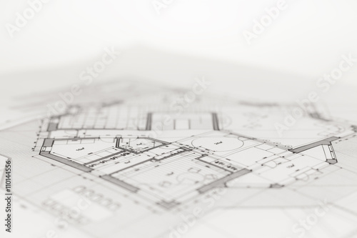 Wallpaper Mural architecture blueprint -  house plan Torontodigital.ca