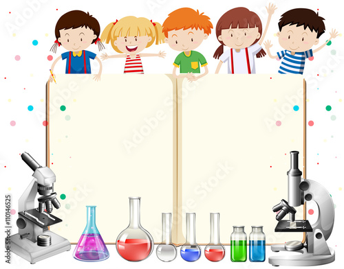 Children and science equipments