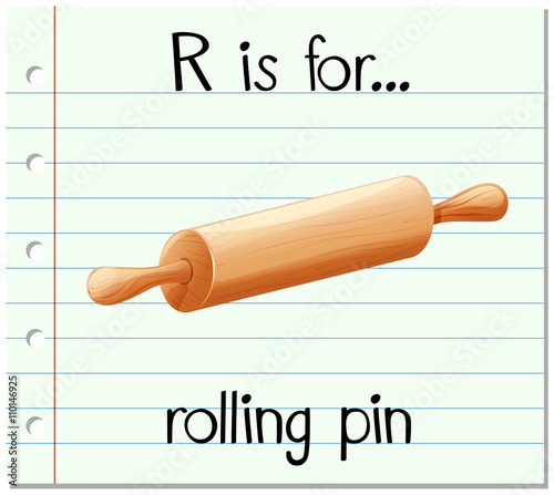 Flashcard letter R is for rolling pin