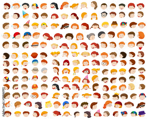 Different faces of man and woman