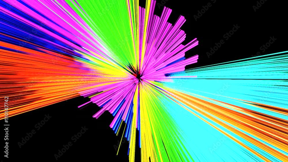 Abstracto de Explosion de Rayos de Colores. Con Canal Alfa