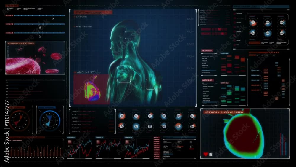 Scanning human 3D Medical Science in digital medical display. user interface.