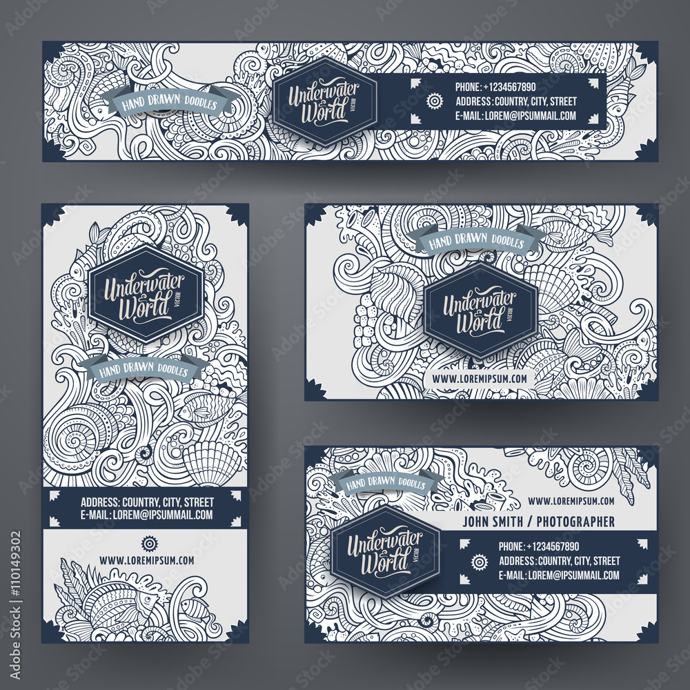 Fototapeta premium Corporate Identity vector underwater lif templates set 