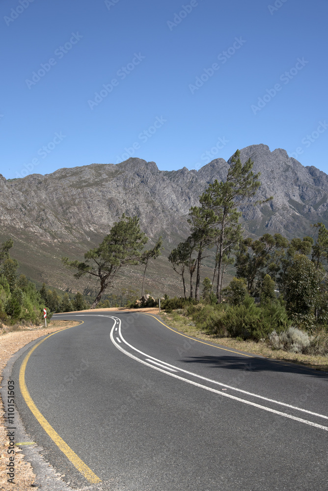 FRANSCHHOEK PASS WESTERN CAPE SOUTH AFRICA - APRIL 2016 - The scenic drive through the the Francshhoek Mountain pass