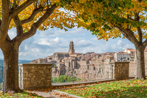 Italian town Pitigliano on Autumn