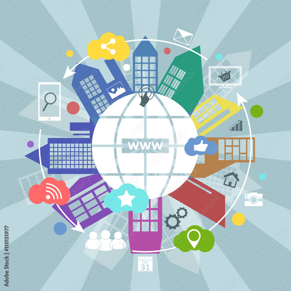 Global internet vector concept illustration.
