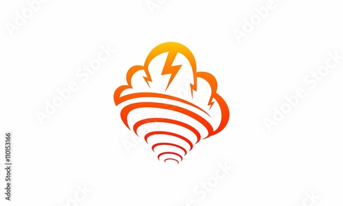 weather icons clouds, lightning and tornado logo