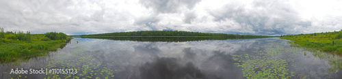 river in Karelia summer. Panorama