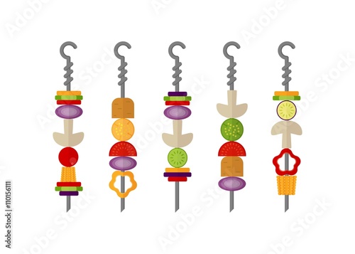 bbq set of vegan kebabs