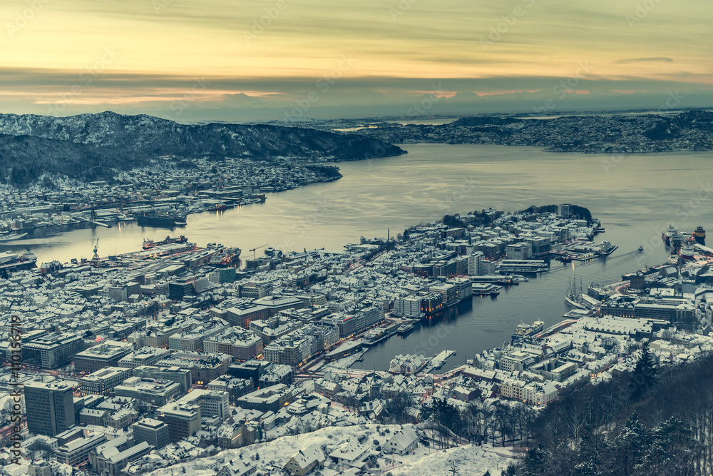 panoramic view from the observation deck at Bergen panoramic view from the observation deck at Bergen