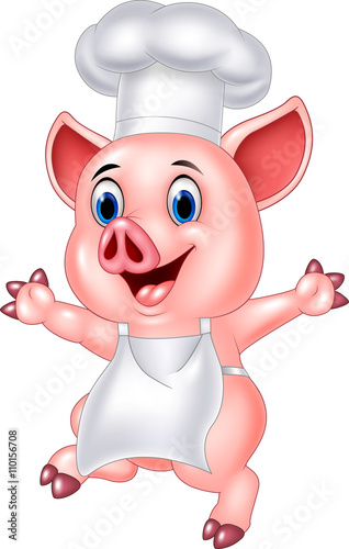 Pig chef cartoon