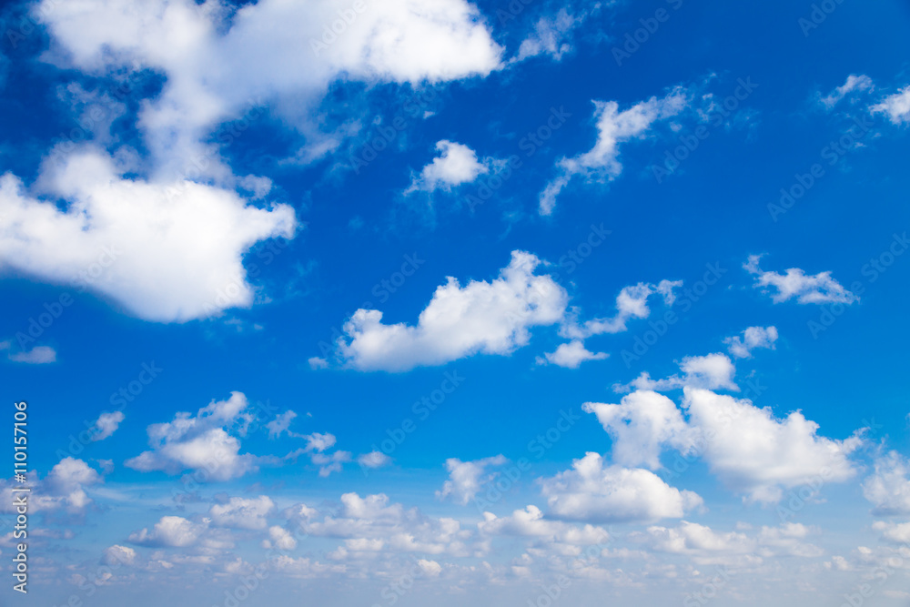 Fototapeta premium White clouds in blue sky wide angle view