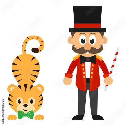circus man and circus tiger