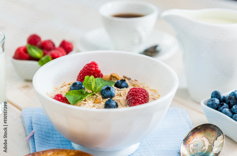 delicious breakfast with muesli delicious breakfast with muesli
