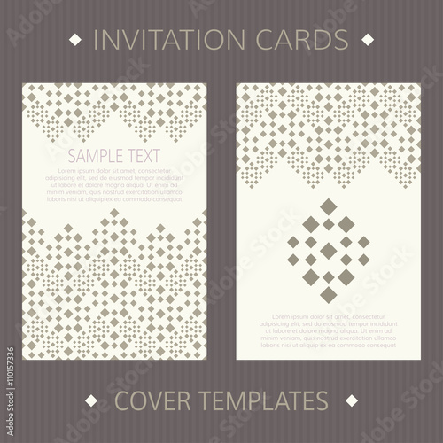 Set of two vector cards. Ethnic design vector template. Invitation template cards. Vector card template with geometric ornament. Invitation templates. Vector templates for book or album cover.