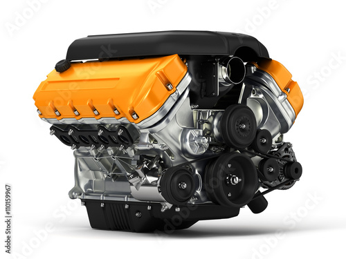 Automotive engine.3D illustration.