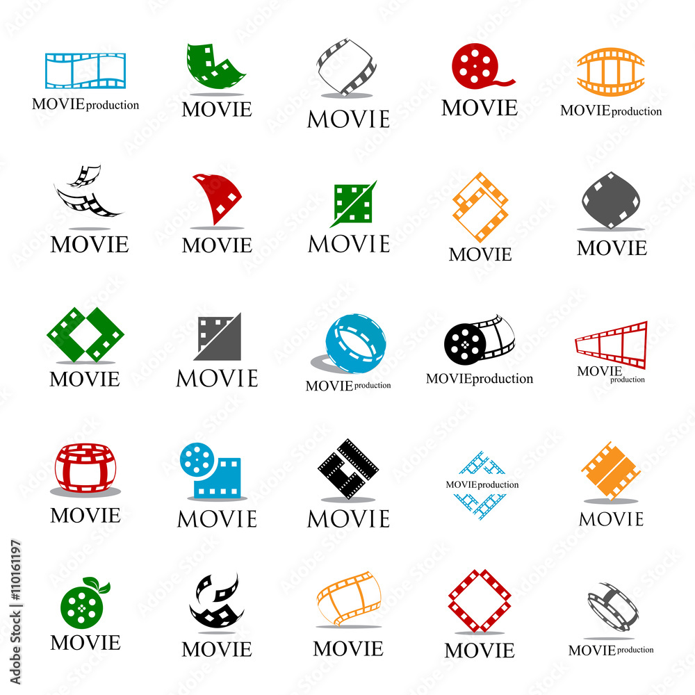 Movie Icons Set - Isolated On White Background. Vector Illustration, Graphic Design. For Web, Websites, App