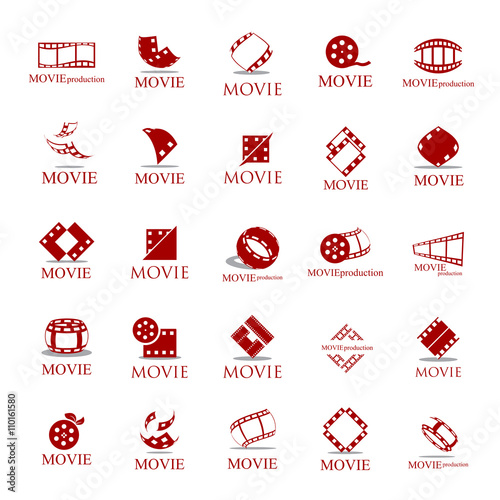 Movie Icons Set - Isolated On White Background. Vector Illustration, Graphic Design. For Web, Websites, App