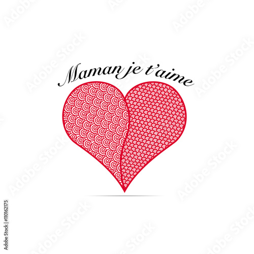 maman je t'aime -cœur zentangle