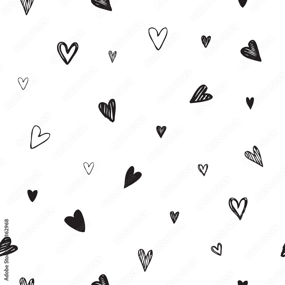 Hearts - seamless pattern - Freehand drawings Hearts - seamless pattern - Freehand drawings