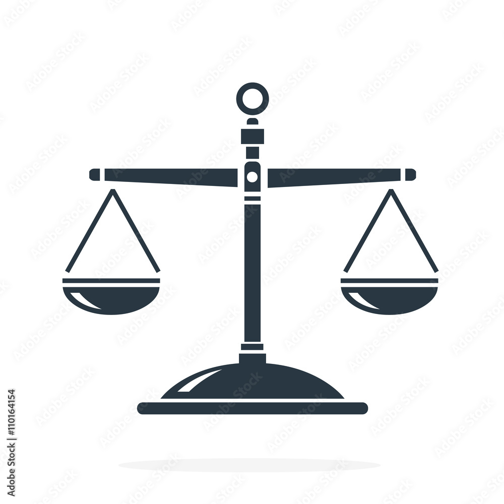 Balanced Scales of justice for law concepts. Vector illustration scales of justice internet flat icon. Balanced Scales of justice for law concepts. Vector illustration scales of justice internet flat icon.