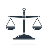 Balanced Scales of justice for law concepts. Vector illustration scales of justice internet flat icon.