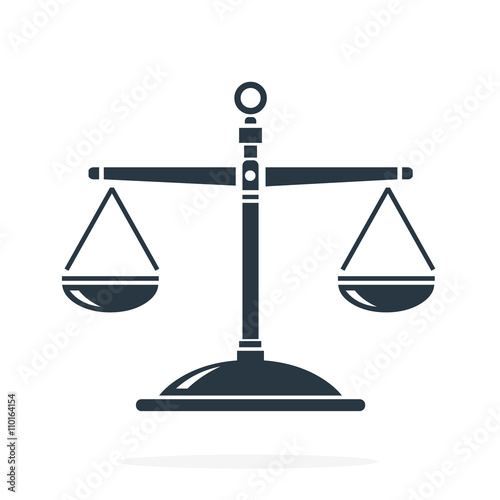 Balanced Scales of justice for law concepts. Vector illustration scales of justice internet flat icon.