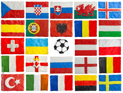 Tableau sur toile UEFA EURO 2016 member countries flags made of plasticine