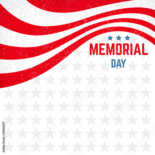 Memorial Day background with stars and stripes. Holiday grunge background vector with place for text. Template frame for flyer, invitation, banner and greeting card